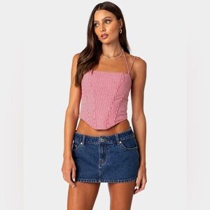 Edikted Pippa Gingham Lace Up Corset